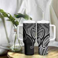 Aotearoa Maori Koru Tumbler With Handle Black Polynesian Pacific Tribal