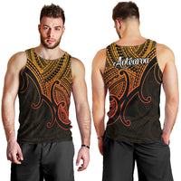 Aotearoa Maori Koru Men Tank Top Polynesian Pacific Tribal - Gold LT9 - Polynesian Pride