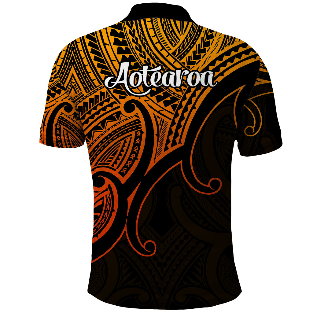 Aotearoa New Zealand Polo Shirt Maori Koru Polynesian Pacific Tribal Gold LT9 - Polynesian Pride