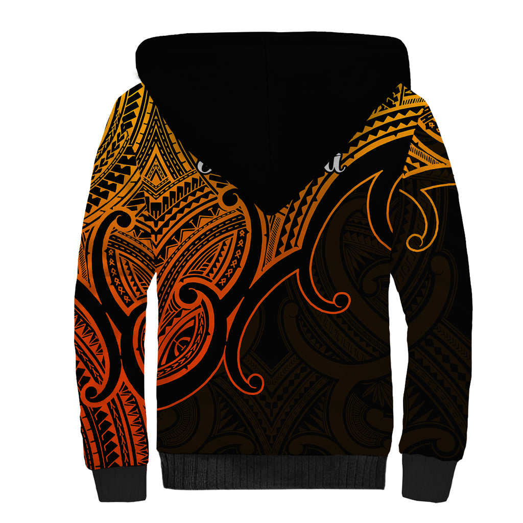 Aotearoa Maori Koru Sherpa Hoodie Polynesian Pacific Tribal - Gold LT9 - Polynesian Pride