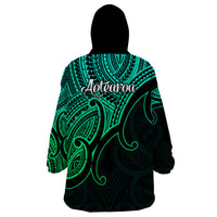 Aotearoa Maori Koru Wearable Blanket Hoodie Polynesian Pacific Tribal - Green LT9 - Polynesian Pride