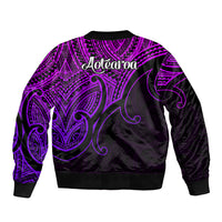 Aotearoa Maori Koru Bomber Jacket Polynesian Pacific Tribal - Purple LT9 - Polynesian Pride