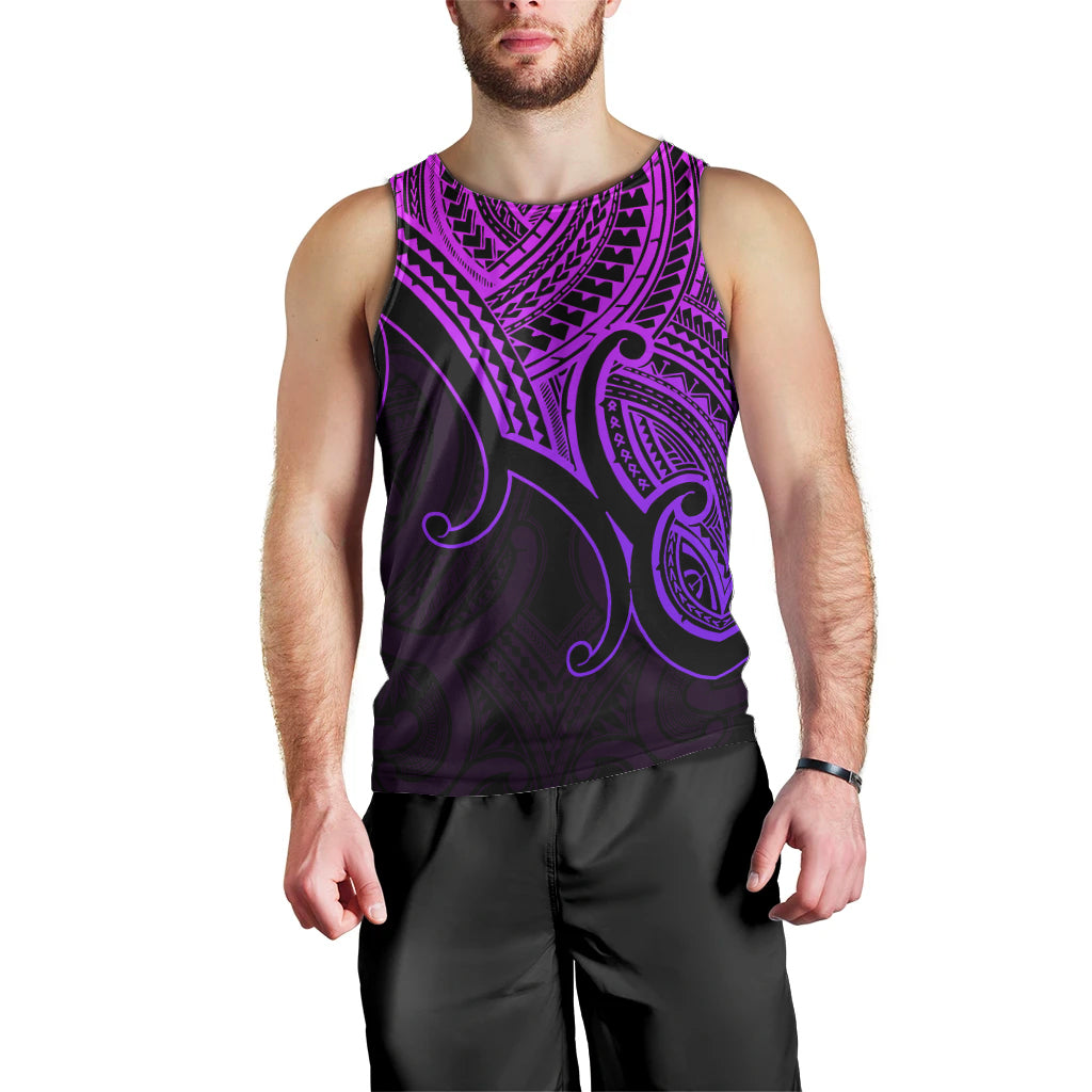 Aotearoa Maori Koru Men Tank Top Polynesian Pacific Tribal - Purple LT9 - Polynesian Pride