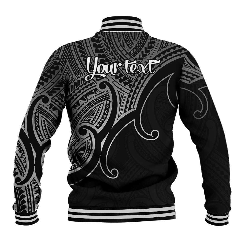 Custom Aotearoa Maori Koru Baseball Jacket Polynesian Pacific Tribal - Black LT9 - Polynesian Pride
