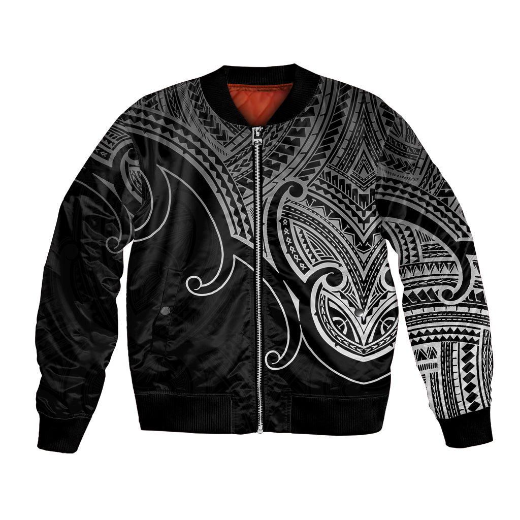 Custom Aotearoa Maori Koru Bomber Jacket Polynesian Pacific Tribal - Black LT9 Unisex Black - Polynesian Pride