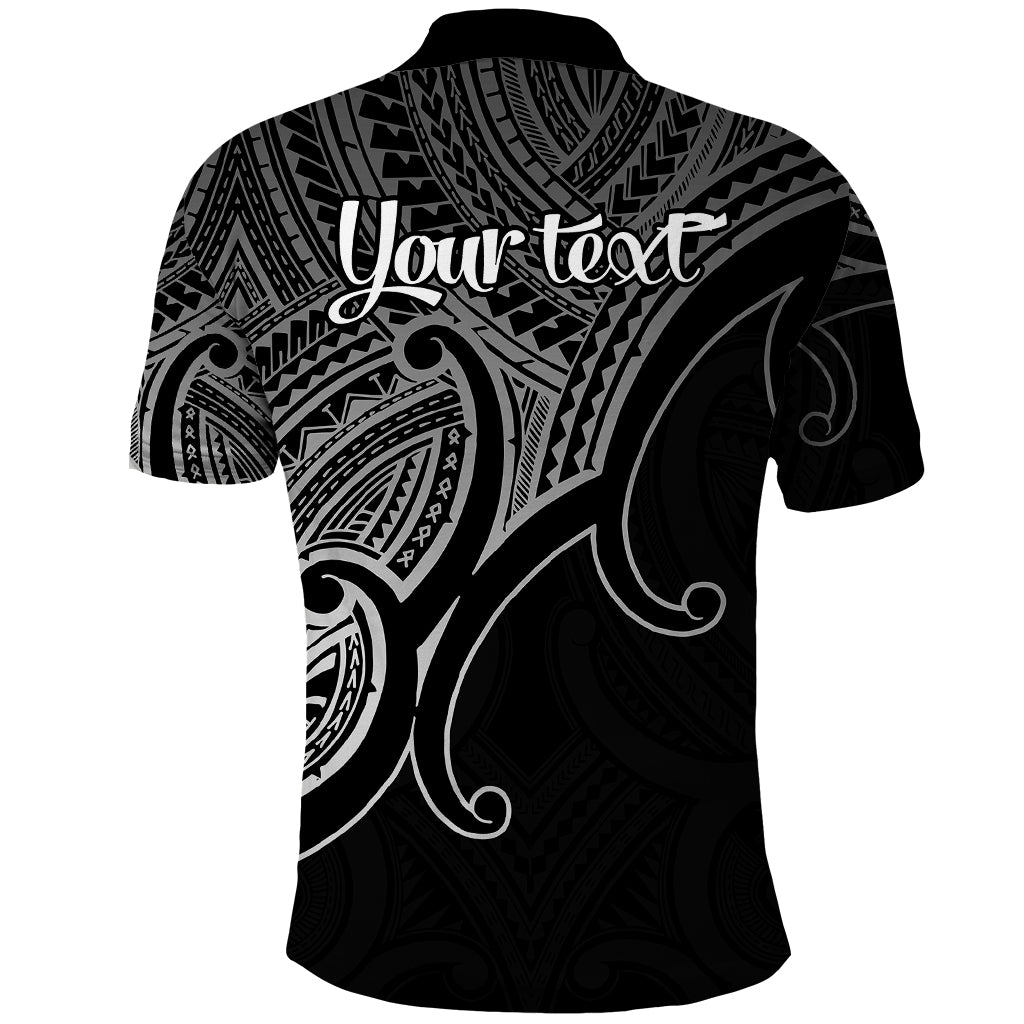 Custom Aotearoa New Zealand Polo Shirt Maori Koru Polynesian Pacific Tribal Black LT9 - Polynesian Pride