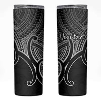 Personalised Aotearoa Papua Shell Skinny Tumbler Black Polynesian Pacific Tribal