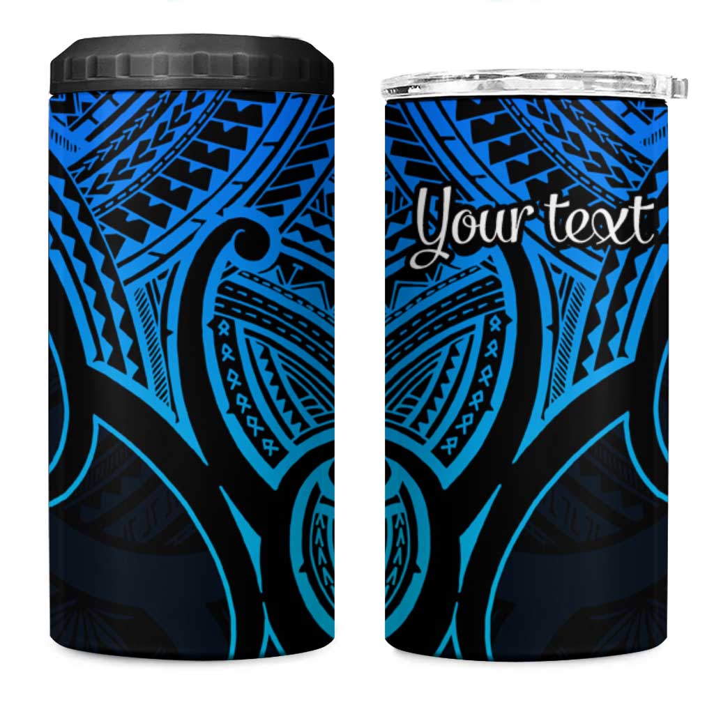 Personalised Aotearoa Papua Shell 4 in 1 Can Cooler Tumbler Blue Polynesian Pacific Tribal
