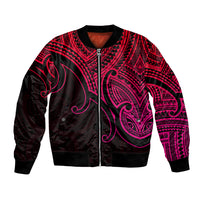 Custom Aotearoa Maori Koru Bomber Jacket Polynesian Pacific Tribal - Pink LT9 Unisex Pink - Polynesian Pride