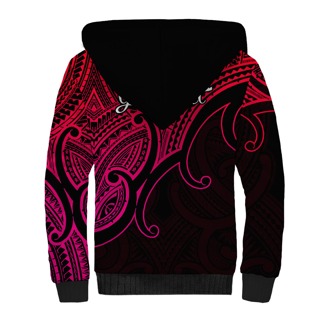 Custom Aotearoa Maori Koru Sherpa Hoodie Polynesian Pacific Tribal - Pink LT9 - Polynesian Pride