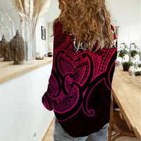 Custom Aotearoa Maori Koru Women Casual Shirt Polynesian Pacific Tribal - Pink LT9 - Polynesian Pride