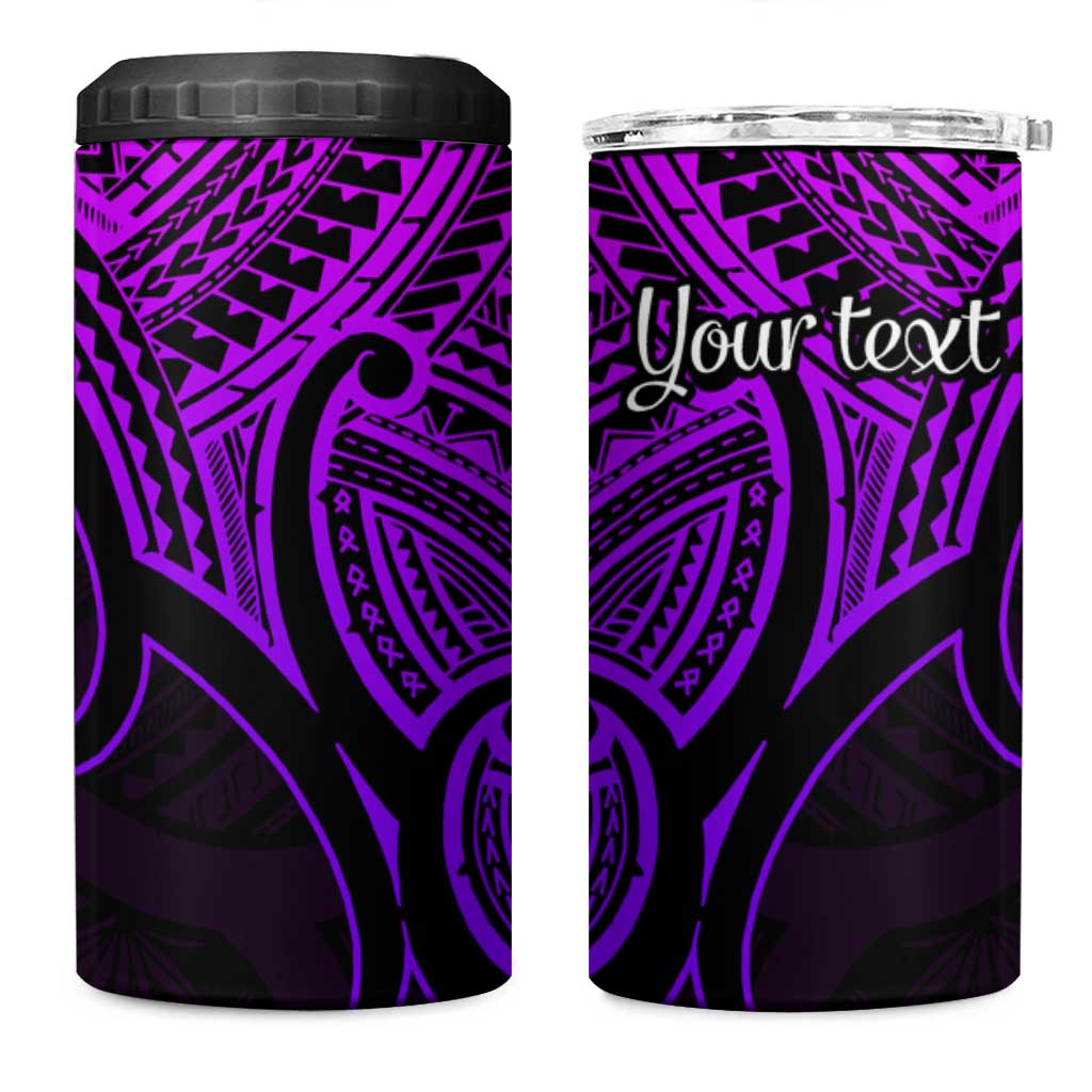 Personalised Aotearoa Papua Shell 4 in 1 Can Cooler Tumbler Purple Polynesian Pacific Tribal