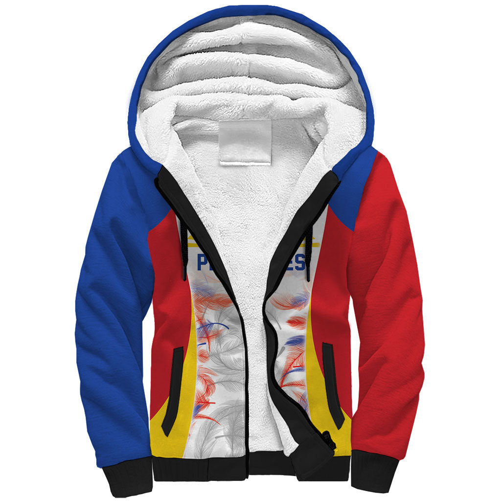 Philippines Flag Day Sherpa Hoodie Filipino Feather Pattern