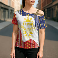 Philippines Flag Day Cross Shoulder Shirt Filipino Traditional Igorot Tribal Pattern
