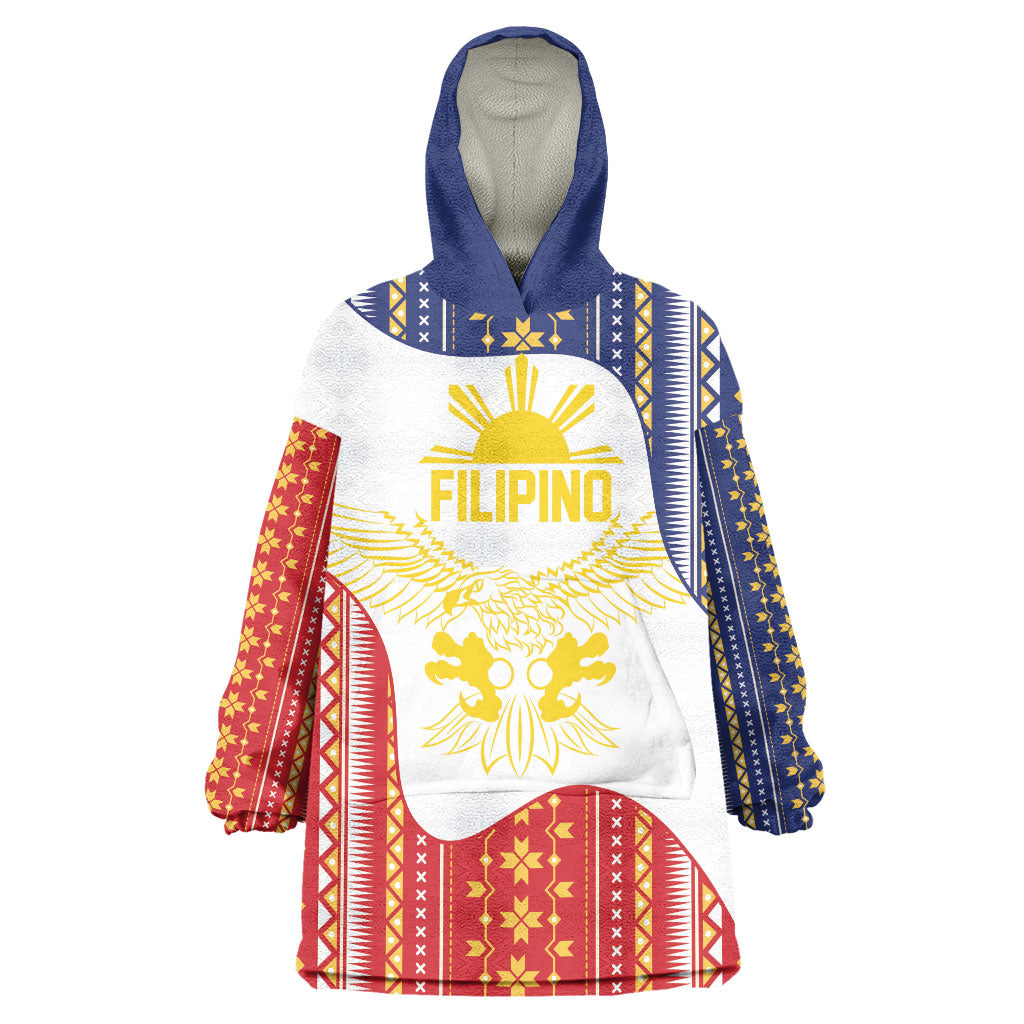Philippines Flag Day Wearable Blanket Hoodie Filipino Traditional Igorot Tribal Pattern