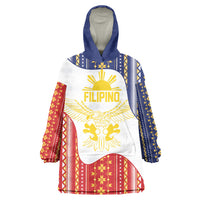 Philippines Flag Day Wearable Blanket Hoodie Filipino Traditional Igorot Tribal Pattern