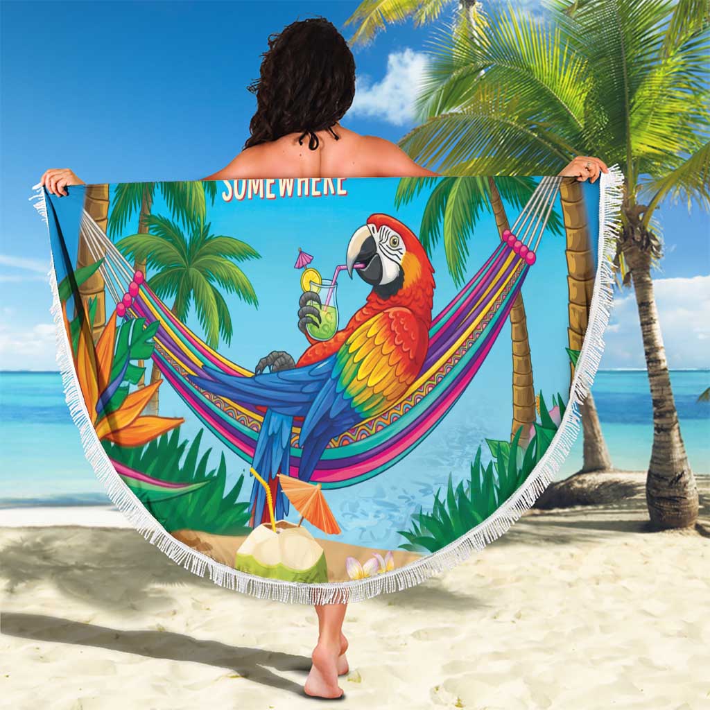 5 Oclock Somewhere Beach Blanket Hawaii Parrots Cocktail Summer Beach Vibe - Polynesian Pride
