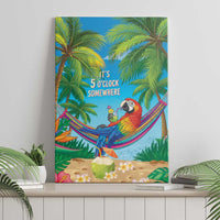 5 Oclock Somewhere Canvas Wall Art Hawaii Parrots Cocktail Summer Beach Vibe - Polynesian Pride