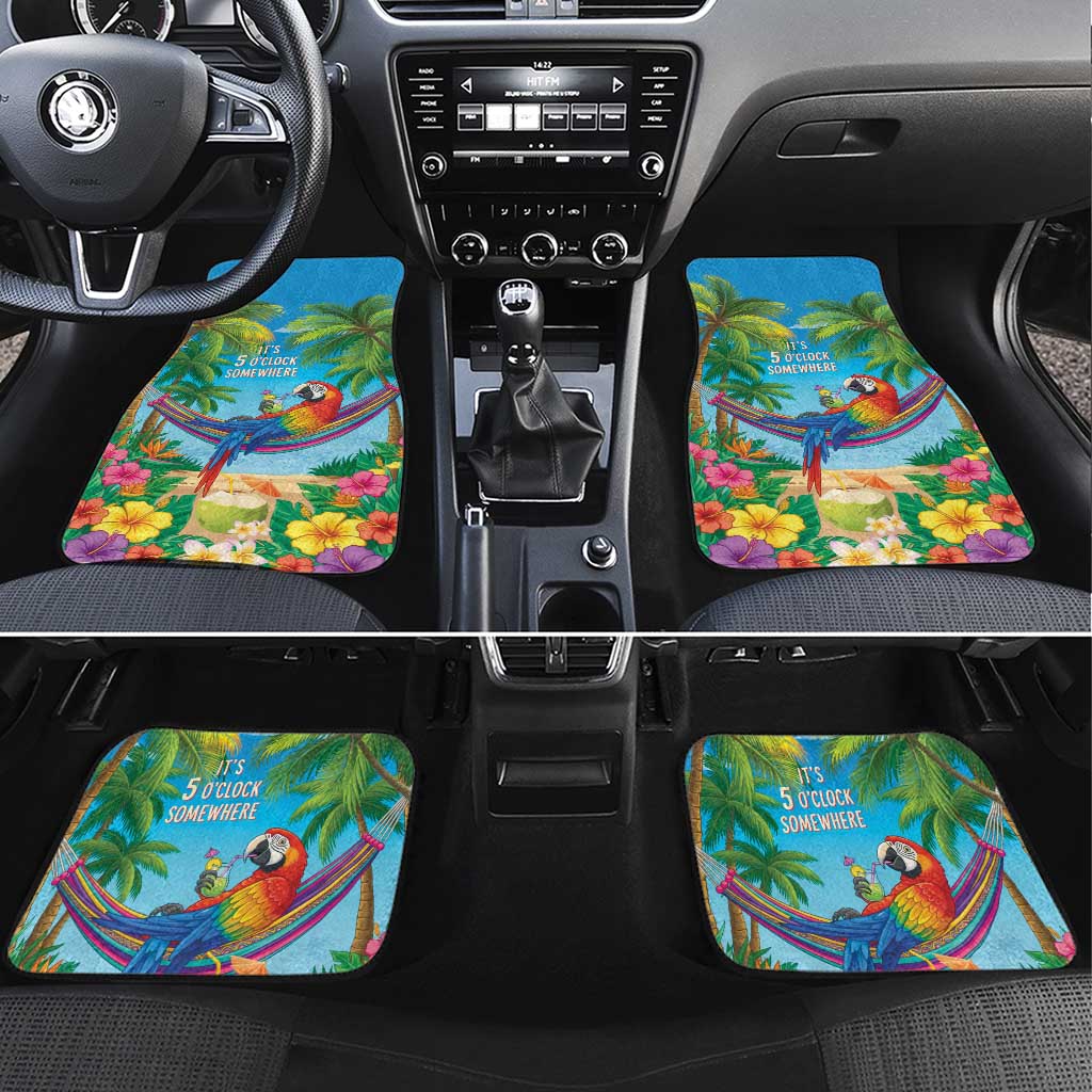 5 Oclock Somewhere Car Mats Hawaii Parrots Cocktail Summer Beach Vibe - Polynesian Pride