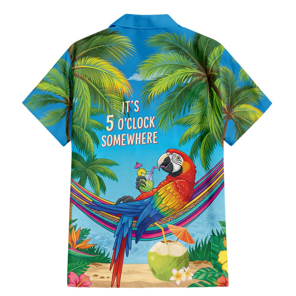 5 Oclock Somewhere Family Matching Mermaid Dress and Hawaiian Shirt Hawaii Parrots Cocktail Summer Beach Vibe - Polynesian Pride