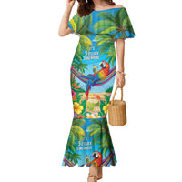 5 Oclock Somewhere Family Matching Mermaid Dress and Hawaiian Shirt Hawaii Parrots Cocktail Summer Beach Vibe - Polynesian Pride