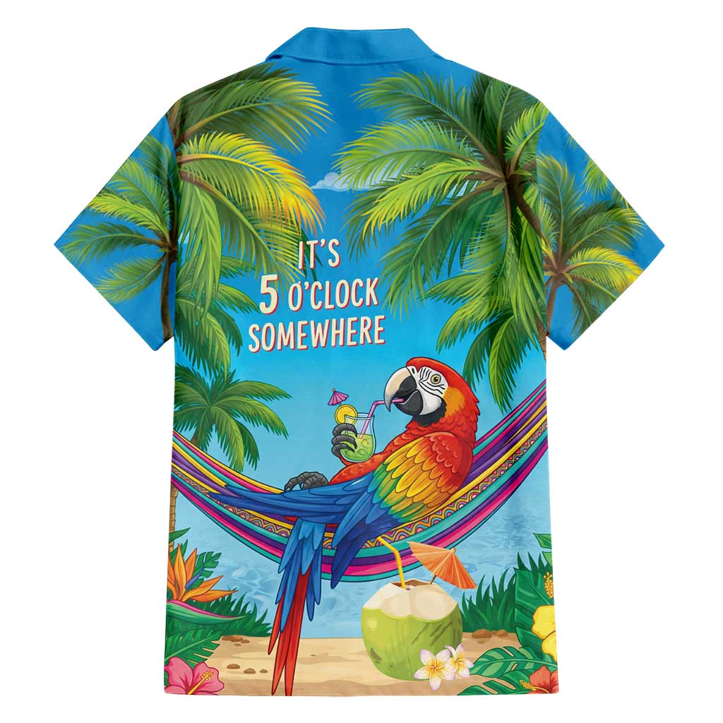 5 Oclock Somewhere Family Matching Puletasi and Hawaiian Shirt Hawaii Parrots Cocktail Summer Beach Vibe - Polynesian Pride