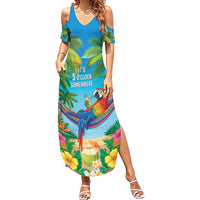 5 Oclock Somewhere Family Matching Summer Maxi Dress and Hawaiian Shirt Hawaii Parrots Cocktail Summer Beach Vibe - Polynesian Pride