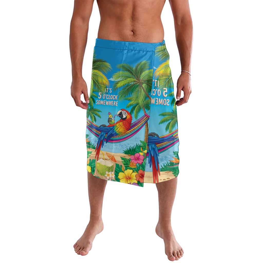 5 Oclock Somewhere Lavalava Hawaii Parrots Cocktail Summer Beach Vibe - Polynesian Pride
