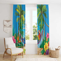 5 Oclock Somewhere Window Curtain Hawaii Parrots Cocktail Summer Beach Vibe - Polynesian Pride