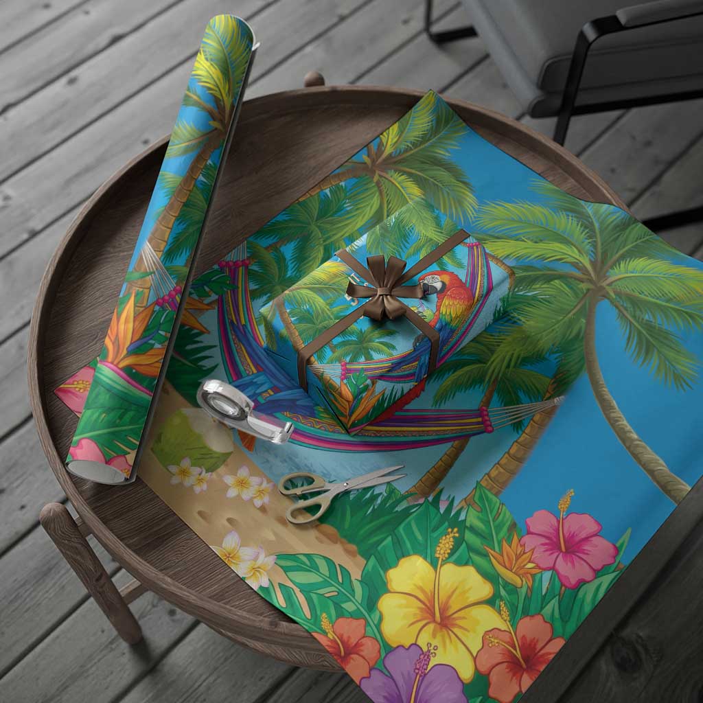 5 Oclock Somewhere Wrapping Paper Hawaii Parrots Cocktail Summer Beach Vibe - Polynesian Pride