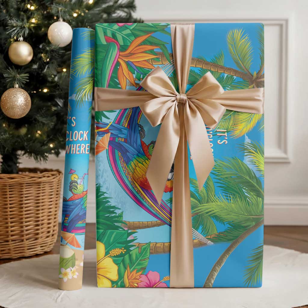 5 Oclock Somewhere Wrapping Paper Hawaii Parrots Cocktail Summer Beach Vibe - Polynesian Pride