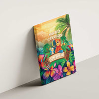 5 Oclock Somewhere Personalized Canvas Wall Art Hawaii Parrots Plumeria Summer Vibe - Polynesian Pride