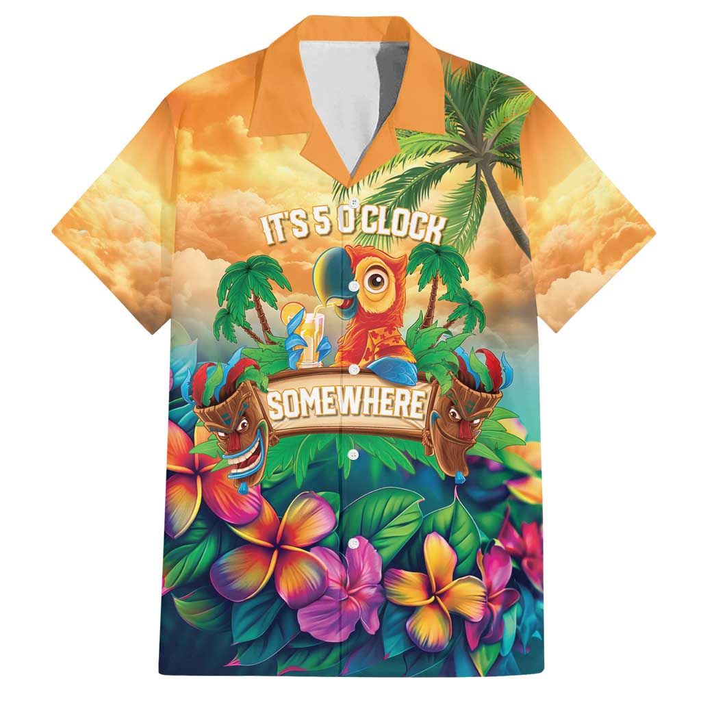 5 Oclock Somewhere Personalized Family Matching Summer Maxi Dress and Hawaiian Shirt Hawaii Parrots Plumeria Summer Vibe - Polynesian Pride