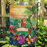 5 Oclock Somewhere Personalized Garden Flag Hawaii Parrots Plumeria Summer Vibe - Polynesian Pride