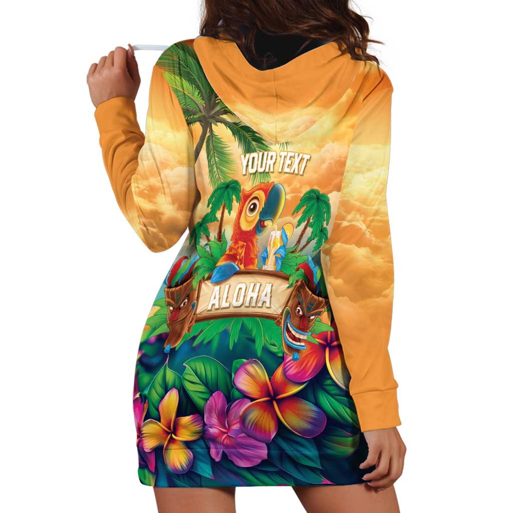 5 Oclock Somewhere Personalized Hoodie Dress Hawaii Parrots Plumeria Summer Vibe - Polynesian Pride
