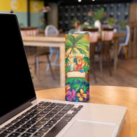 5 Oclock Somewhere Personalized Skinny Tumbler Hawaii Parrots Plumeria Summer Vibe - Polynesian Pride