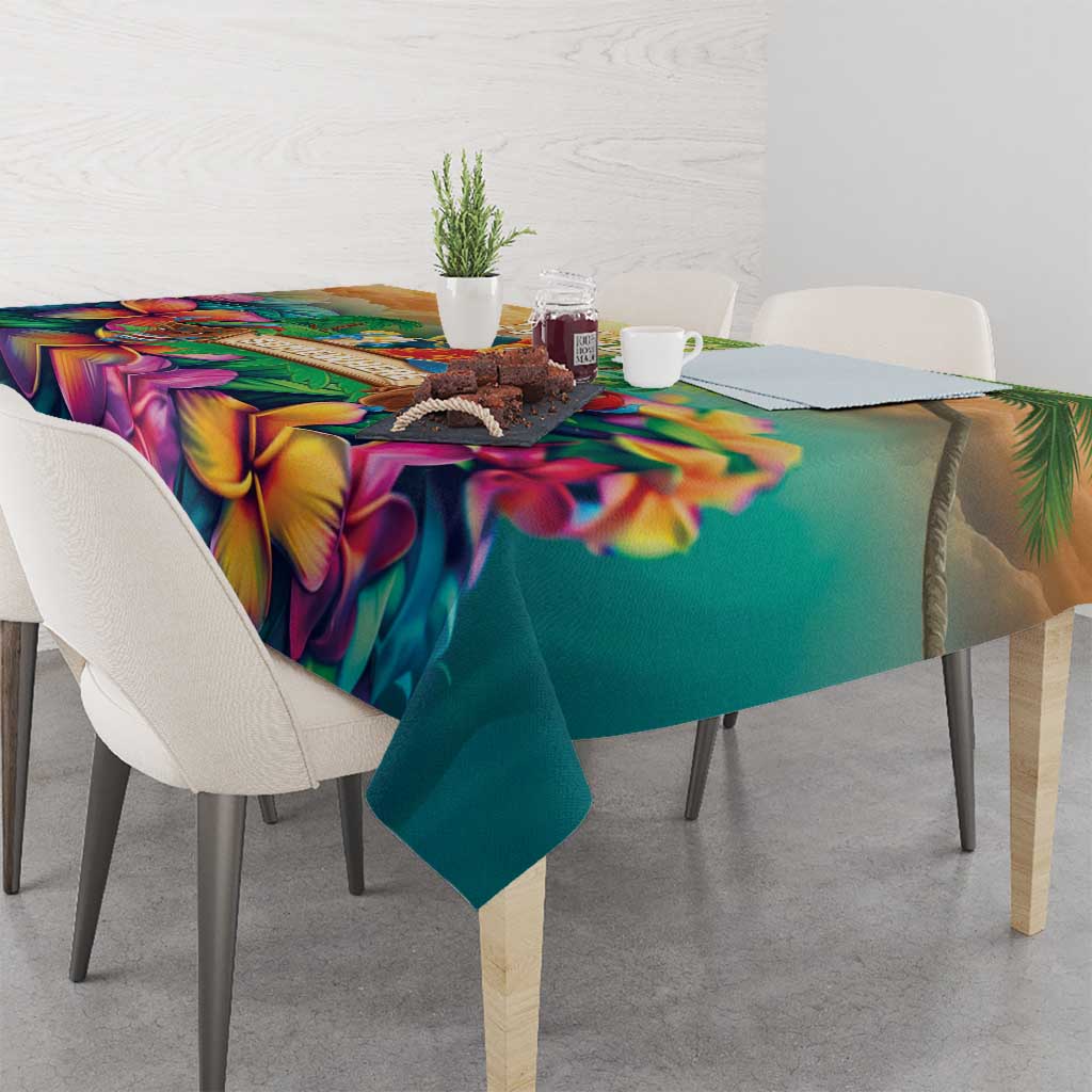 5 Oclock Somewhere Personalized Tablecloth Hawaii Parrots Plumeria Summer Vibe - Polynesian Pride