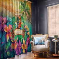 5 Oclock Somewhere Personalized Window Curtain Hawaii Parrots Plumeria Summer Vibe - Polynesian Pride