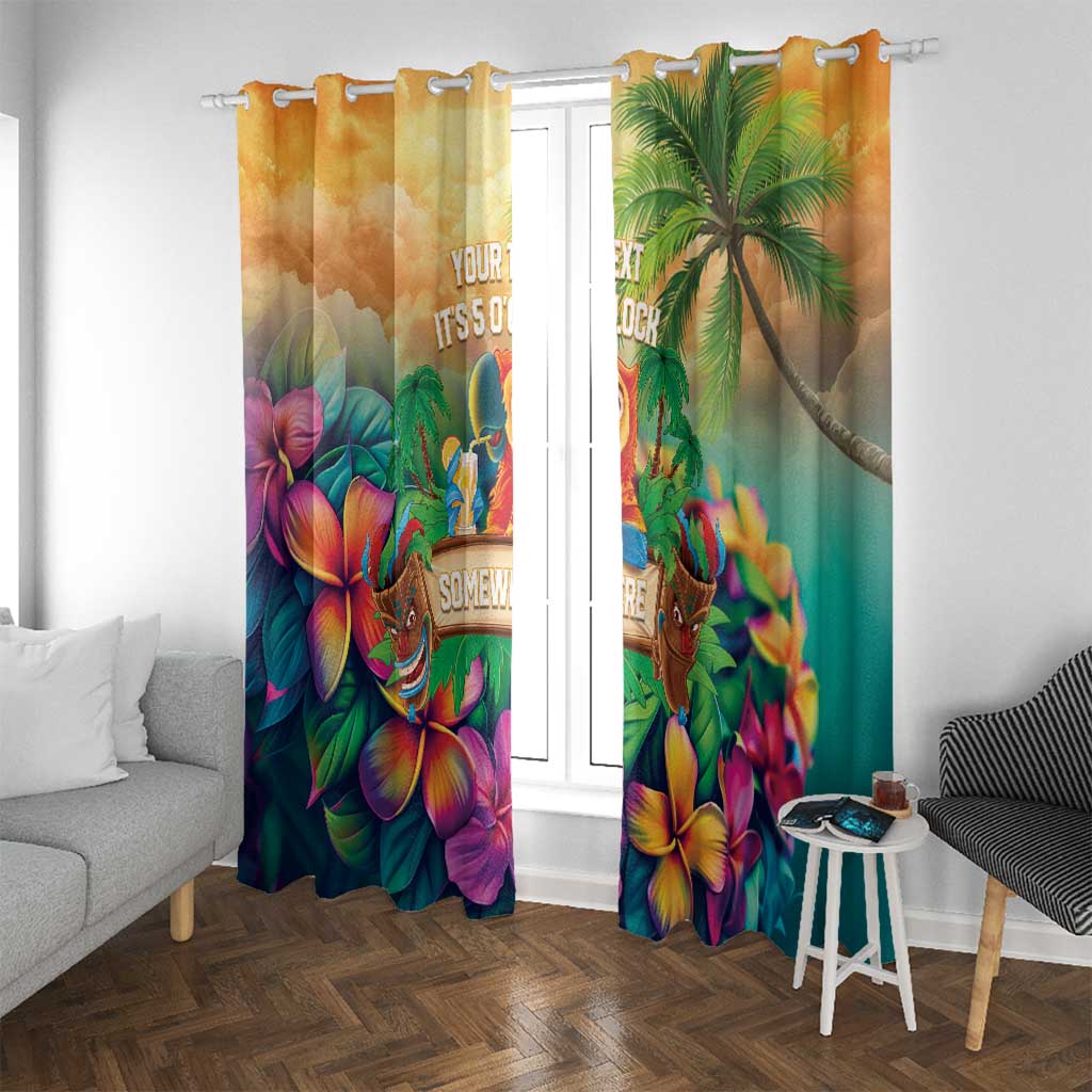 5 Oclock Somewhere Personalized Window Curtain Hawaii Parrots Plumeria Summer Vibe - Polynesian Pride