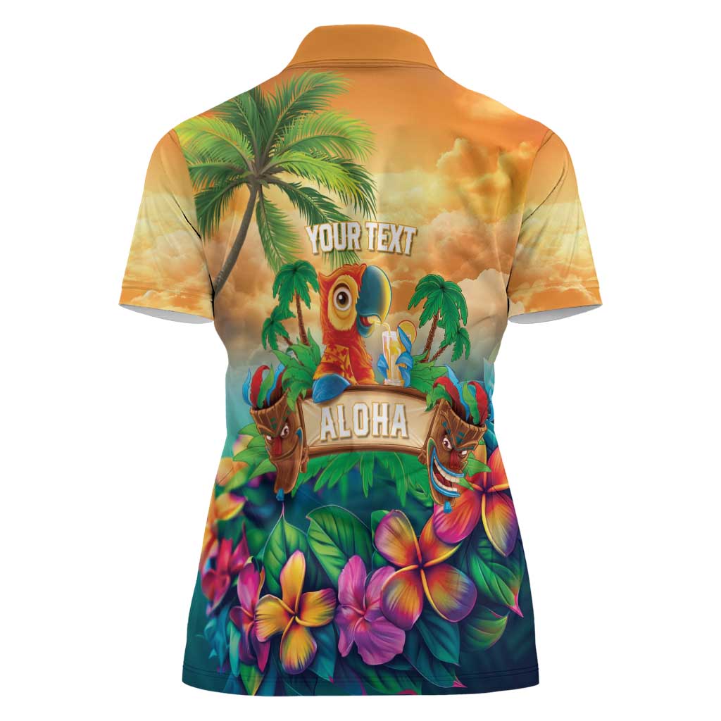 5 Oclock Somewhere Personalized Women Polo Shirt Hawaii Parrots Plumeria Summer Vibe - Polynesian Pride