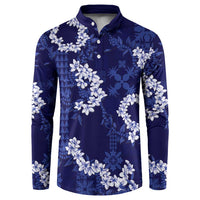 Mokihana Maile and Ilima Leis Button Sweatshirt Uliuli Hawaiian Tapa Quilt Pattern - Polynesian Pride