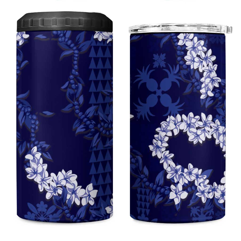 Mokihana Maile and Ilima Leis 4 in 1 Can Cooler Tumbler Uliuli Hawaiian Tapa Quilt Pattern - Polynesian Pride