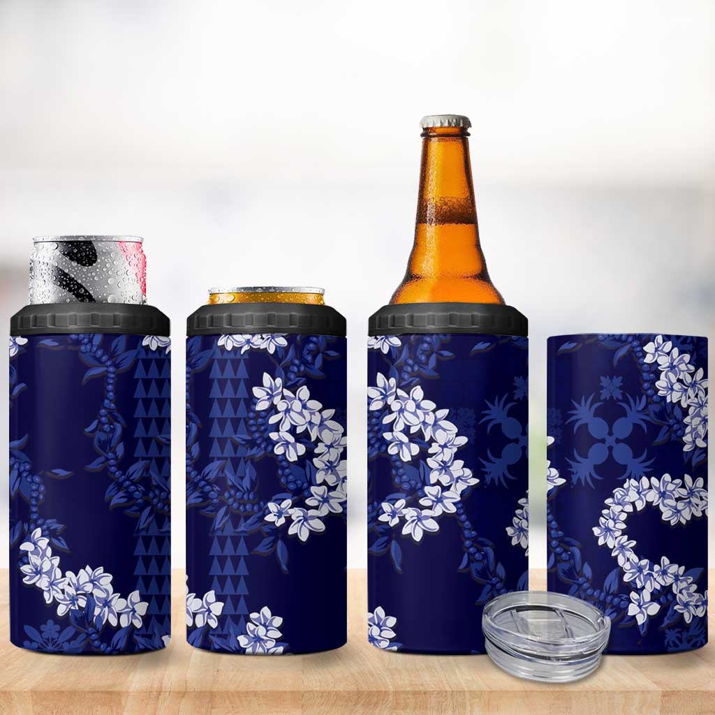 Mokihana Maile and Ilima Leis 4 in 1 Can Cooler Tumbler Uliuli Hawaiian Tapa Quilt Pattern - Polynesian Pride