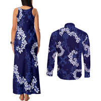 Mokihana Maile and Ilima Leis Couples Matching Tank Maxi Dress and Long Sleeve Button Shirt Uliuli Hawaiian Tapa Quilt Pattern - Polynesian Pride