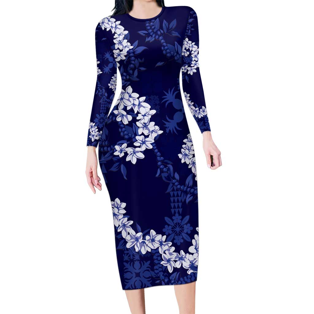 Mokihana Maile and Ilima Leis Family Matching Long Sleeve Bodycon Dress and Hawaiian Shirt Uliuli Hawaiian Tapa Quilt Pattern - Polynesian Pride