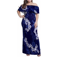 Mokihana Maile and Ilima Leis Family Matching Off Shoulder Maxi Dress and Hawaiian Shirt Uliuli Hawaiian Tapa Quilt Pattern - Polynesian Pride