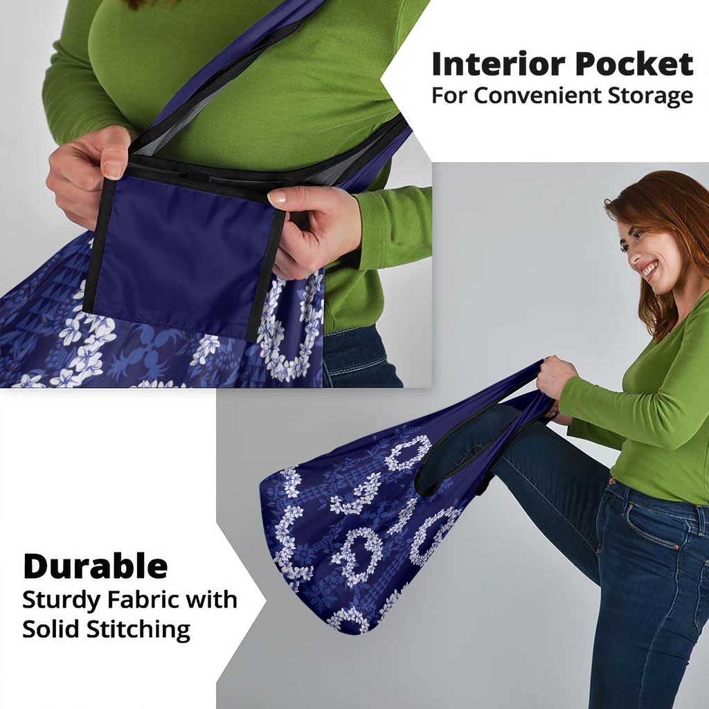 Mokihana Maile and Ilima Leis Grocery Bag Uliuli Hawaiian Tapa Quilt Pattern - Polynesian Pride