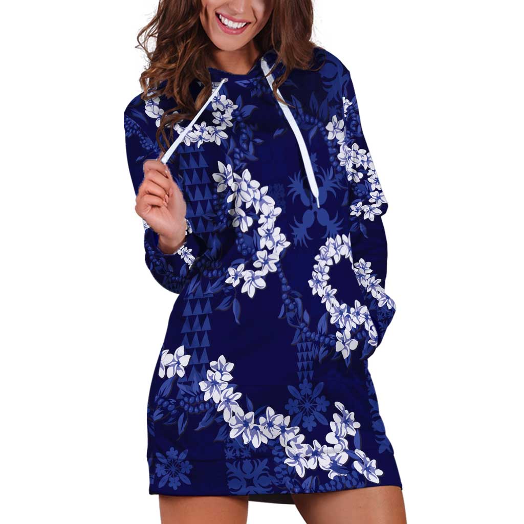Mokihana Maile and Ilima Leis Hoodie Dress Uliuli Hawaiian Tapa Quilt Pattern - Polynesian Pride