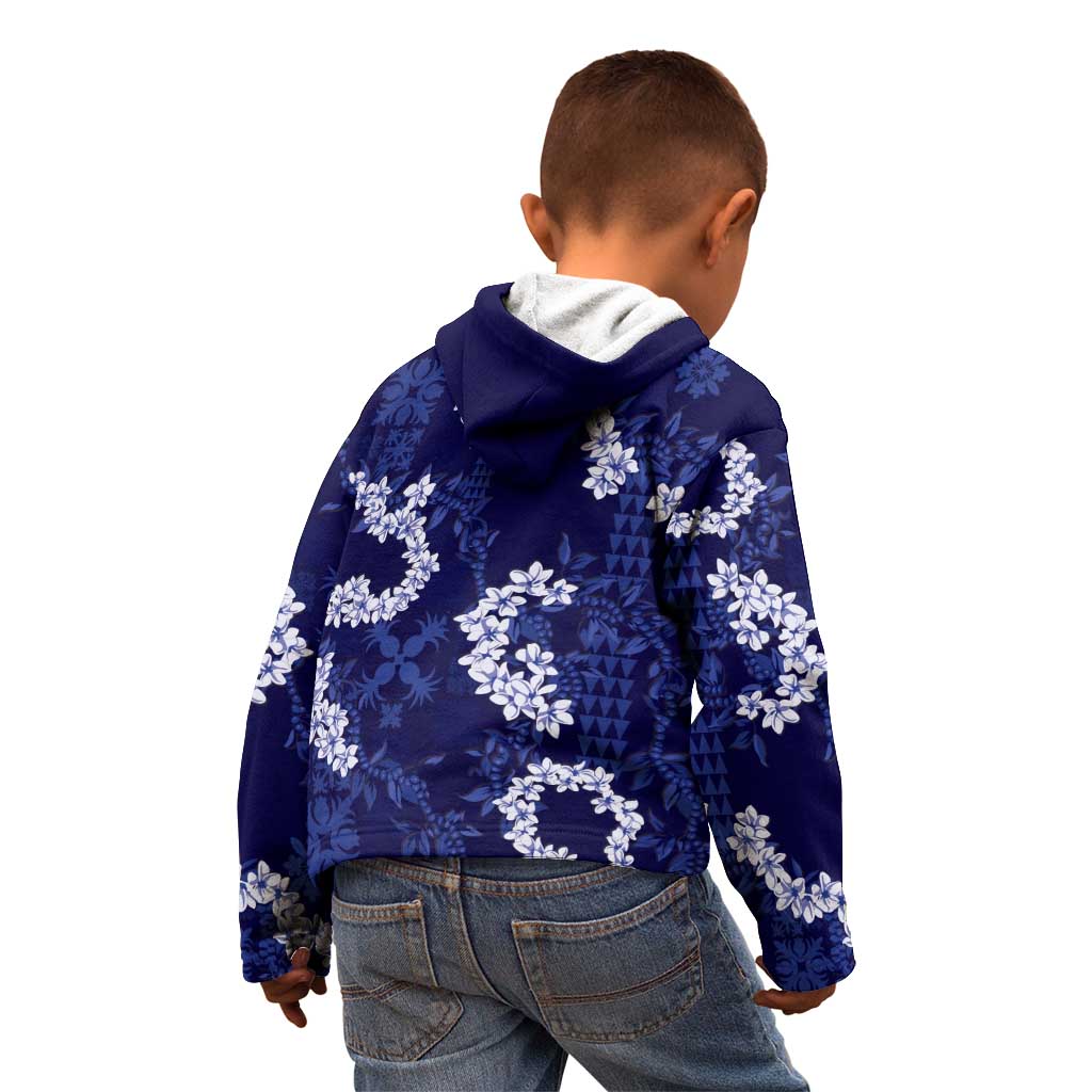 Mokihana Maile and Ilima Leis Kid Hoodie Uliuli Hawaiian Tapa Quilt Pattern - Polynesian Pride