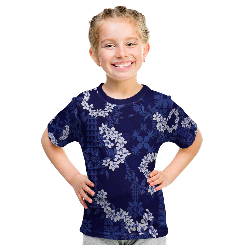 Mokihana Maile and Ilima Leis Kid T Shirt Uliuli Hawaiian Tapa Quilt Pattern - Polynesian Pride